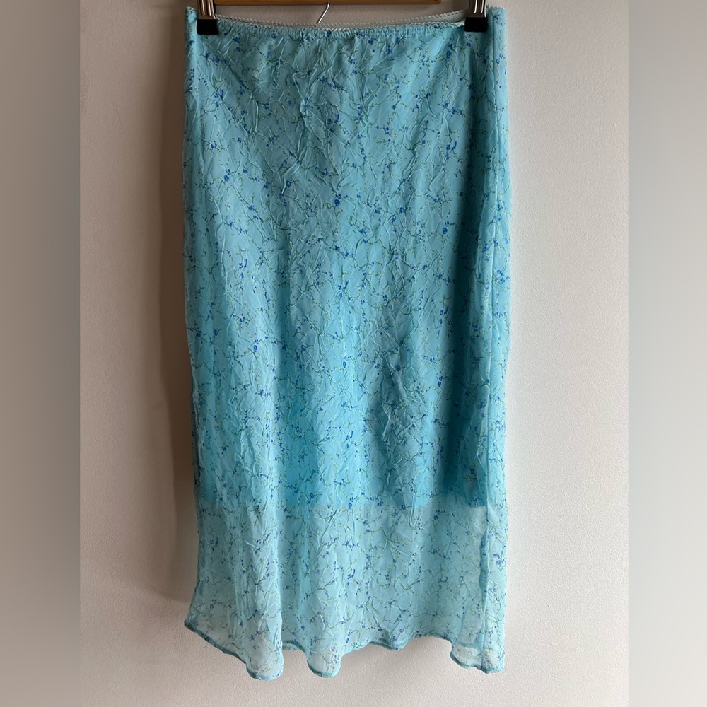Vintage Y2K Blue Floral Midi Skirt